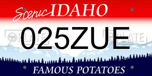 025ZUE Idaho License Plate