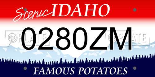 0280ZM Idaho License Plate