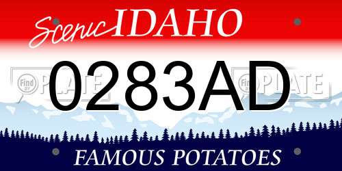 0283AD Idaho License Plate