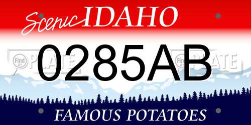 0285AB Idaho License Plate