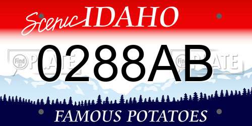 0288AB Idaho License Plate