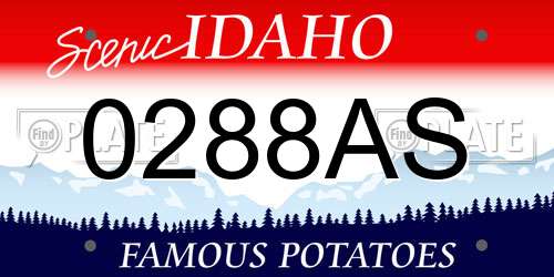 0288AS Idaho License Plate