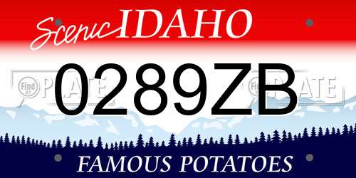 0289ZB Idaho License Plate