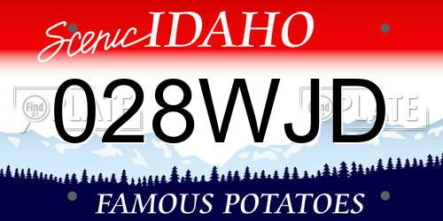 028WJD Idaho License Plate