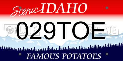 029TOE Idaho License Plate