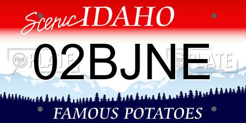 02BJNE Idaho License Plate