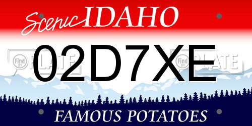 02D7XE Idaho License Plate