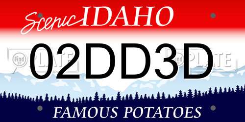 02DD3D Idaho License Plate