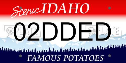 02DDED Idaho License Plate