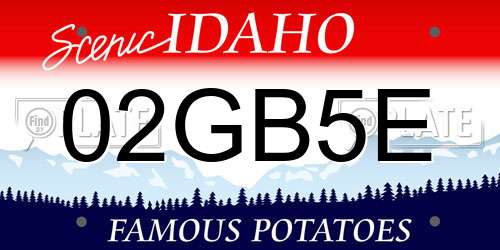 02GB5E Idaho License Plate