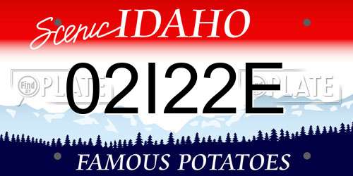02I22E Idaho License Plate