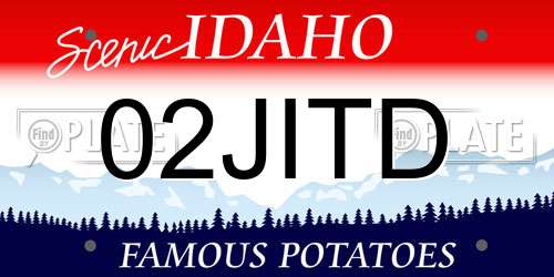 02JITD Idaho License Plate