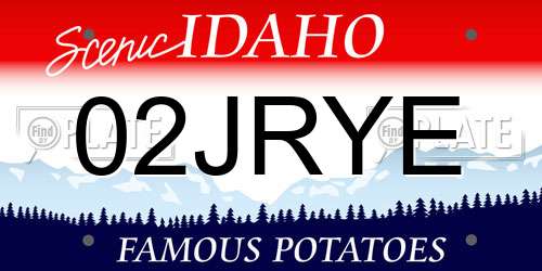 02JRYE Idaho License Plate