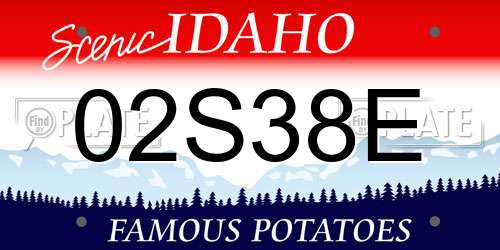 02S38E Idaho License Plate
