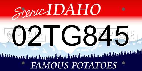 02TG845 Idaho License Plate