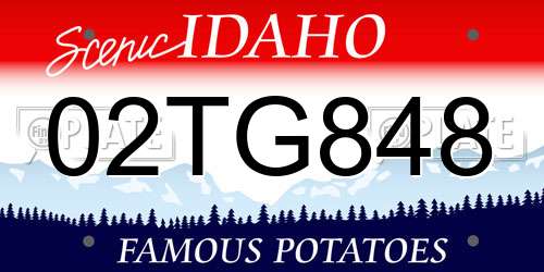 02TG848 Idaho License Plate