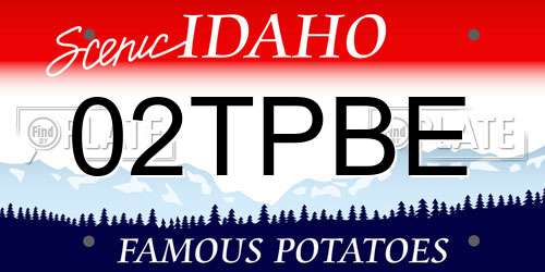 02TPBE Idaho License Plate