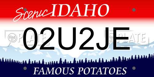 02U2JE Idaho License Plate