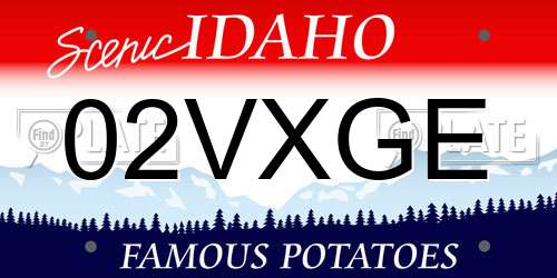 02VXGE Idaho License Plate