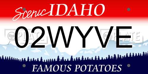 02WYVE Idaho License Plate