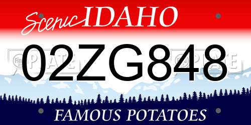 02ZG848 Idaho License Plate