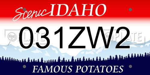 031ZW2 Idaho License Plate