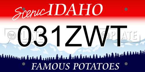 031ZWT Idaho License Plate