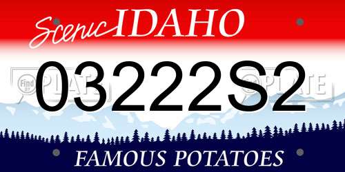 03222S2 Idaho License Plate