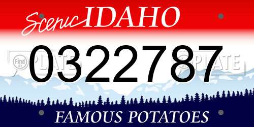 0322787 Idaho License Plate