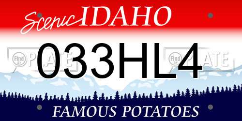 033HL4 Idaho License Plate