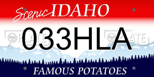 033HLA Idaho License Plate