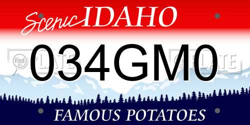 034GM0 Idaho License Plate