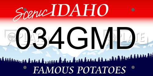 034GMD Idaho License Plate