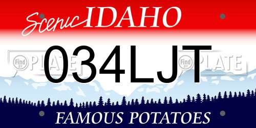 034LJT Idaho License Plate