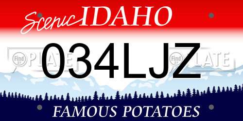 034LJZ Idaho License Plate