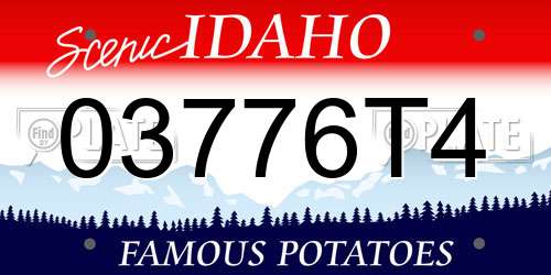 03776T4 Idaho License Plate