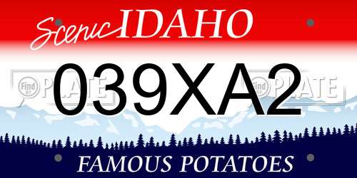 039XA2 Idaho License Plate