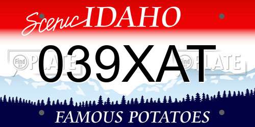039XAT Idaho License Plate