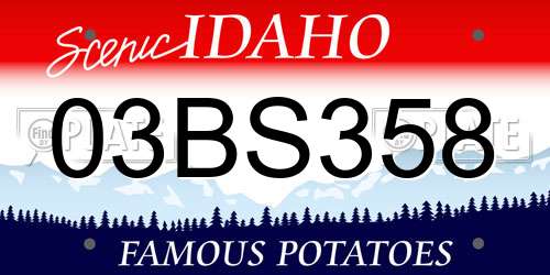 03BS358 Idaho License Plate