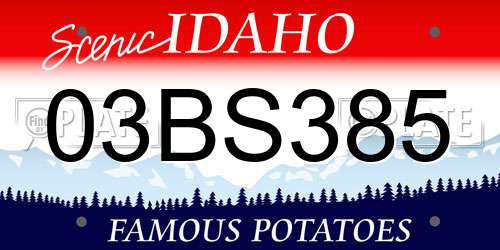 03BS385 Idaho License Plate