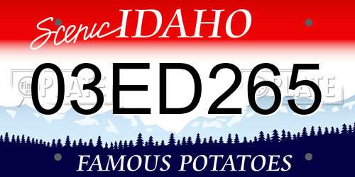 03ED265 Idaho License Plate
