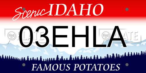 03EHLA Idaho License Plate