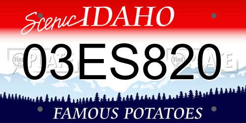 03ES820 Idaho License Plate