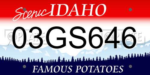 03GS646 Idaho License Plate