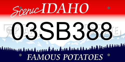 03SB388 Idaho License Plate