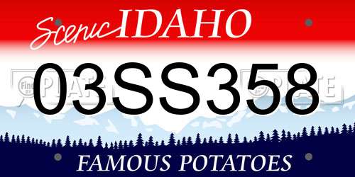 03SS358 Idaho License Plate