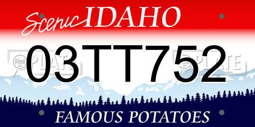03TT752 Idaho License Plate