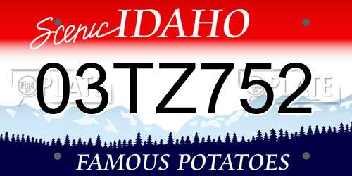 03TZ752 Idaho License Plate