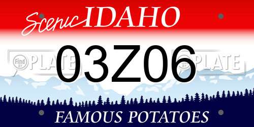 03Z06 Idaho License Plate