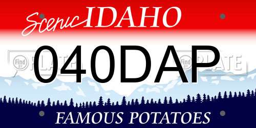 040DAP Idaho License Plate
